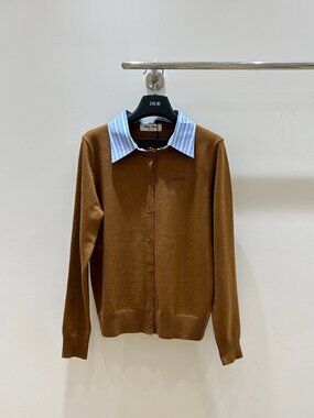 MIU MIU - Collared - Pullover Long-Sleeve Cashmere Sweater, Women's Size L